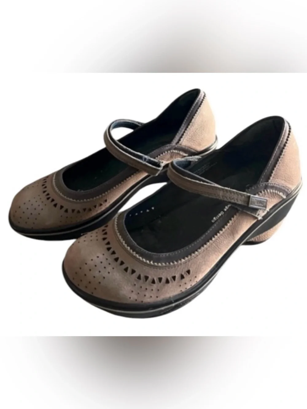Jambu Lido Too Encore women’s 7 brown leather heeled sport wedge shoes